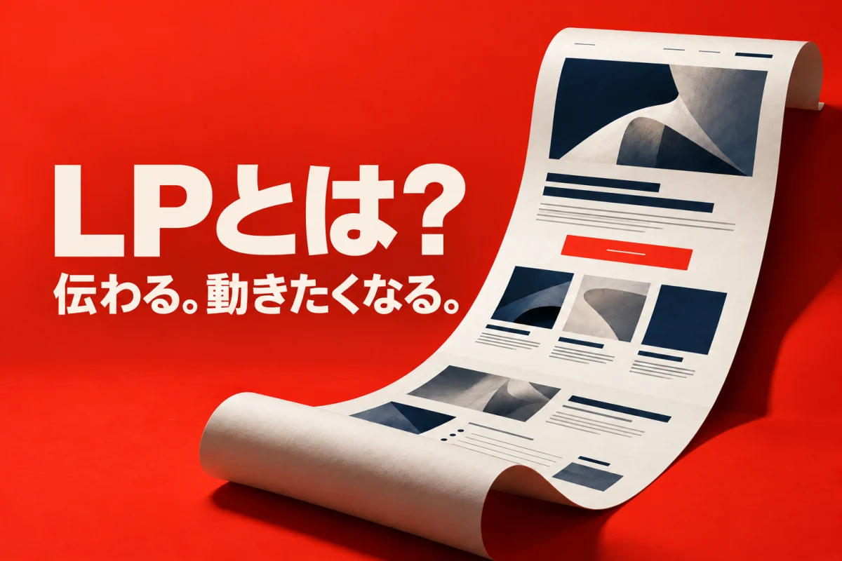 LPとは？伝わる。動きたくなる。赤い背景から立ち上がるランディングページ