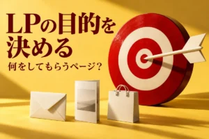 LPの目的を決める。問い合わせ・資料請求・購入を的とモチーフで表現
